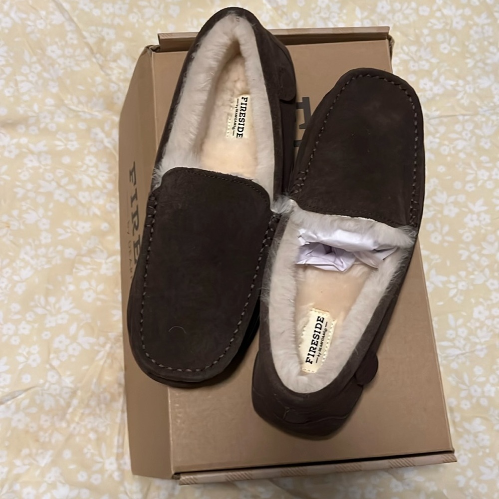 FIRESIDE by DEARFOME,size 10,men’s Moccasin,color coffe